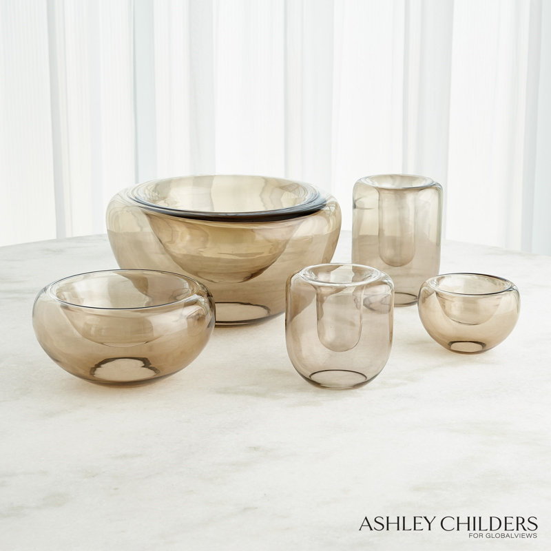 Double Take Vase-Light Topaz-Short, 8" H x 5.75" W x 5.75" D