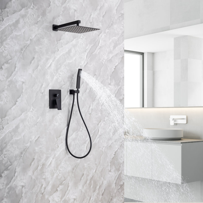 Complete Shower System with Rough-in Valve, Matte Black