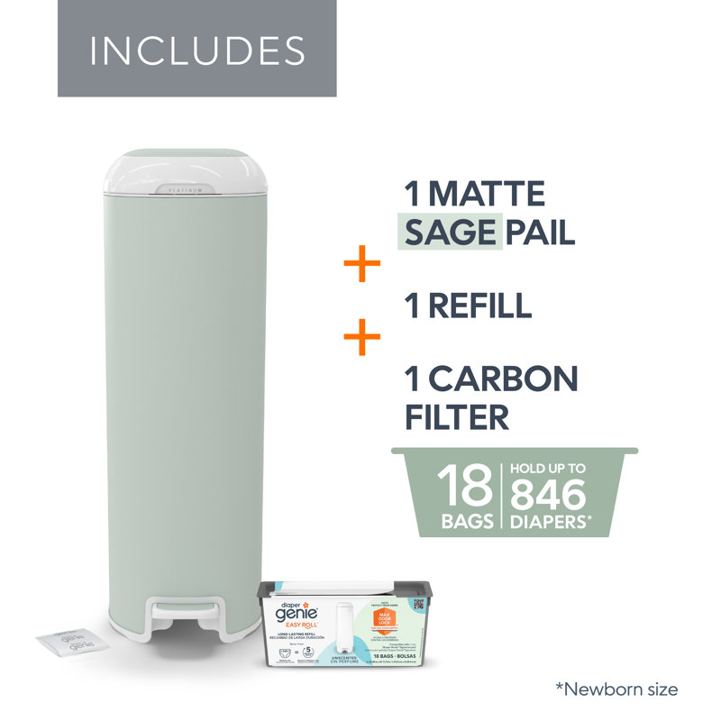 Seau Diaper Genie Platinum, Vert sauge