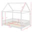 Lit de maison en bois avec barrière de sécurité et éclairage DEL-1428002793