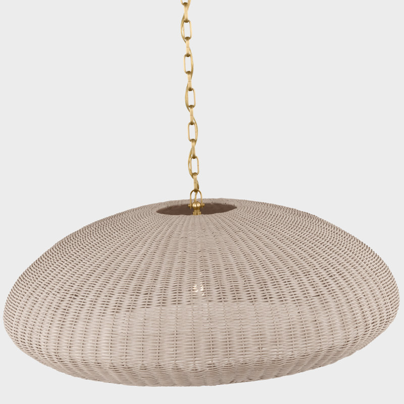 Kokomo Pendant by Chapman & Myers, Antique-Burnished Brass, Ash, 12.75" H x 32" W x 32" D