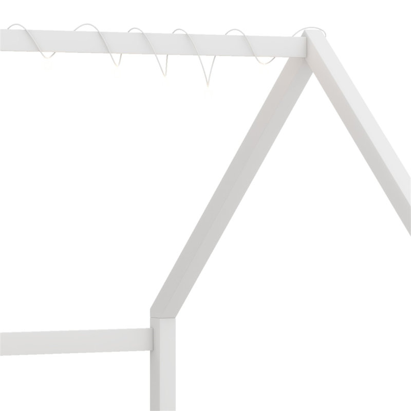 Lit en bois avec fenêtre et clôture, Blanc