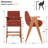 Mid-Century Upholstered Counter Bar Stool With Arms And Wooden Legs-1295954498
