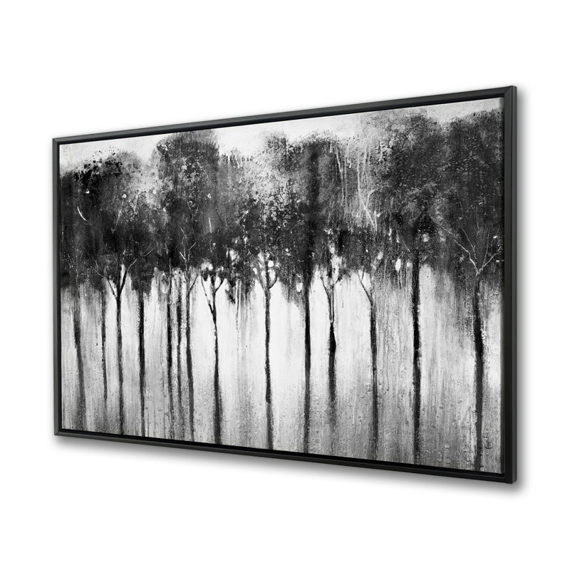 Forêt abstraite, noir et blanc | Toile encadrée pour le salon