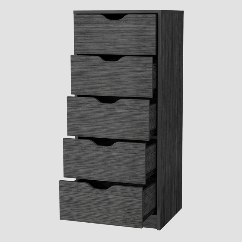 Kamran Dresser Kamran, Five Drawer Narrows, Width X 17,7, Concrete Gray