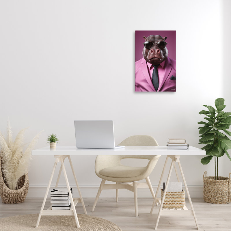 "Hippo fort", art mural sur toile par Roozbeh Bahramali, H 24 po x l 16 po
