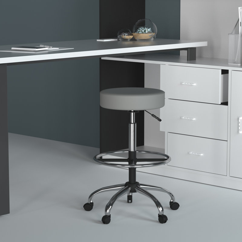 Huckstep Adjustable Height Active Stool with Footrest, Gray