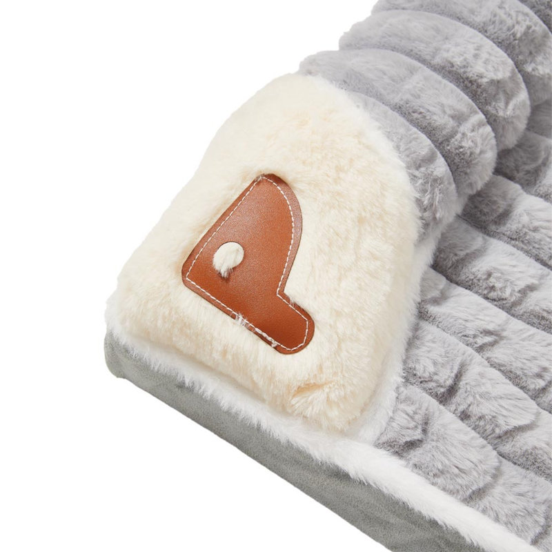 Seabron Faux Fur Pet Bed, Grey, 8cm H x 60cm W x 40cm D