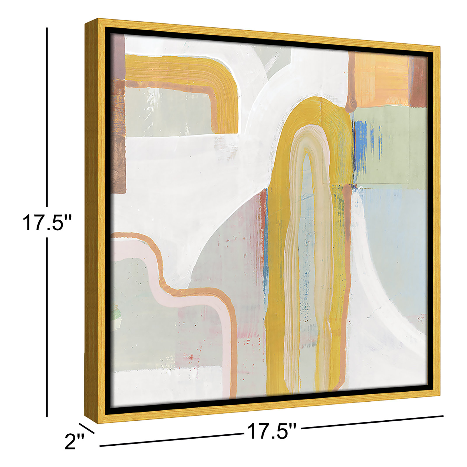 Copeland "Together Again II" Painting by Cartissi, 17.5" H x 17.5" W x 2" D, Gold 