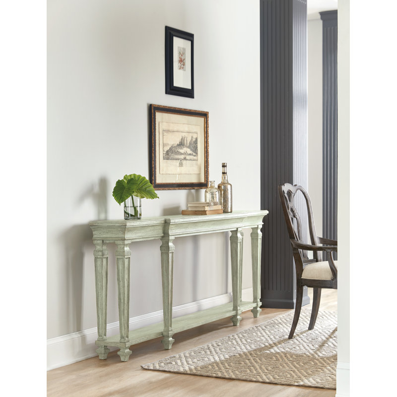 Traditions 78'' Solid Wood Top Console Table, Green