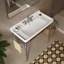 Lavabo de salle de bain mural en céramique 36 po - 3 trous de robinet pré-percés, pieds de support en acier inoxydable avec barre à serviettes (robinet non inclus)-120541453