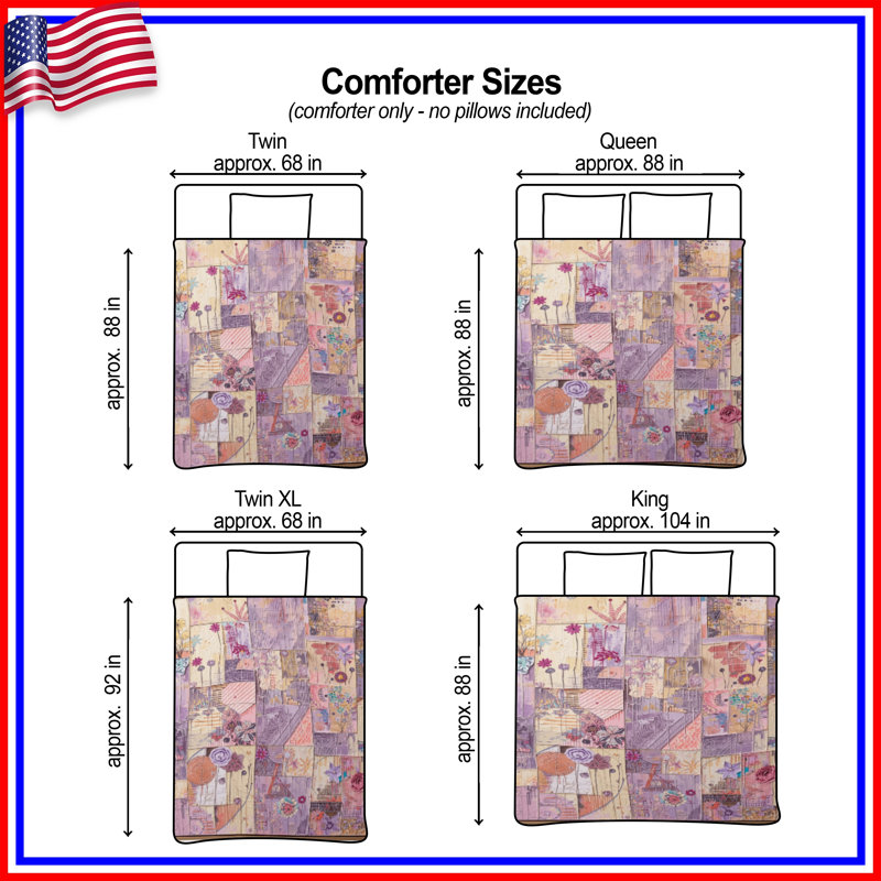 Geometric Floral Collage Comforter, Twin Extra Long