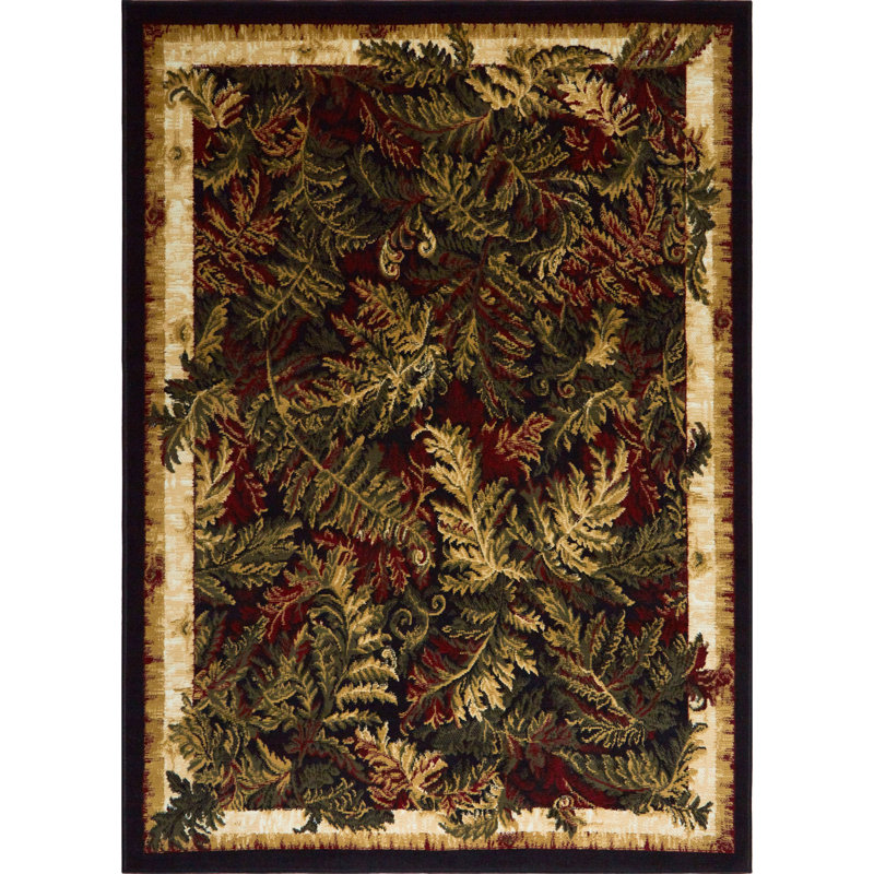 Tapis noir / vert Gossard, Rectangle 7 pi 8 po x 10 pi 4 po