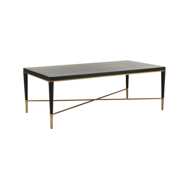 Hamlet Cocktail Table, Matte Black, Matte Black/Antique Brass
