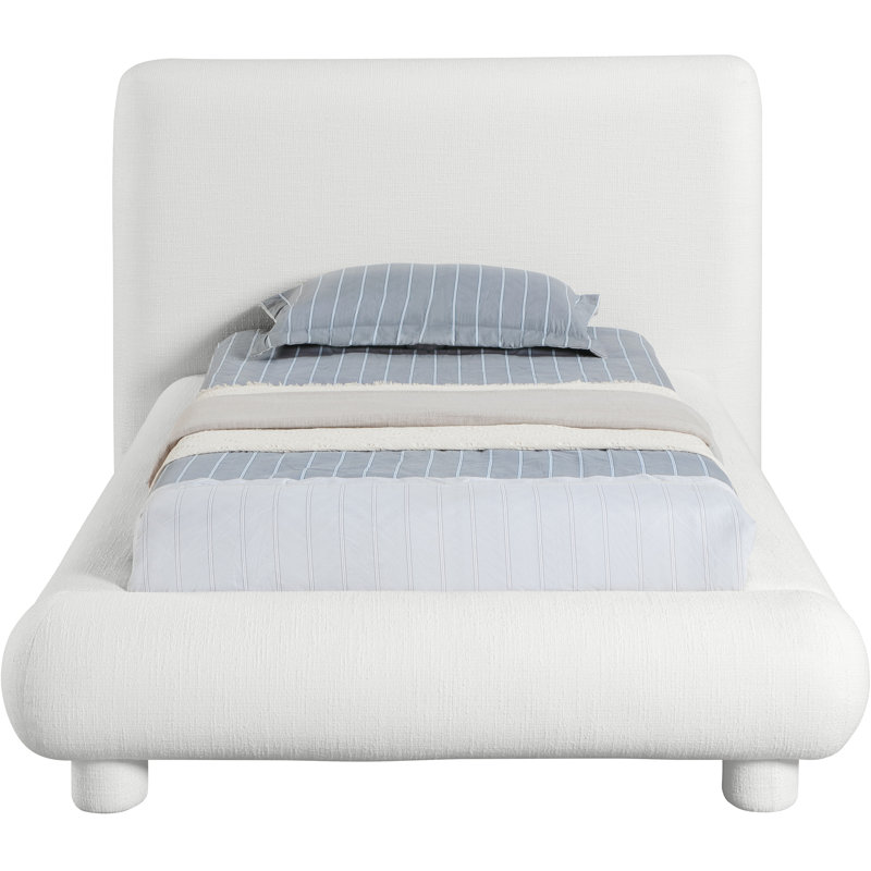 Lit en tissu Huckstep, Simple, Tissu de polyester crème