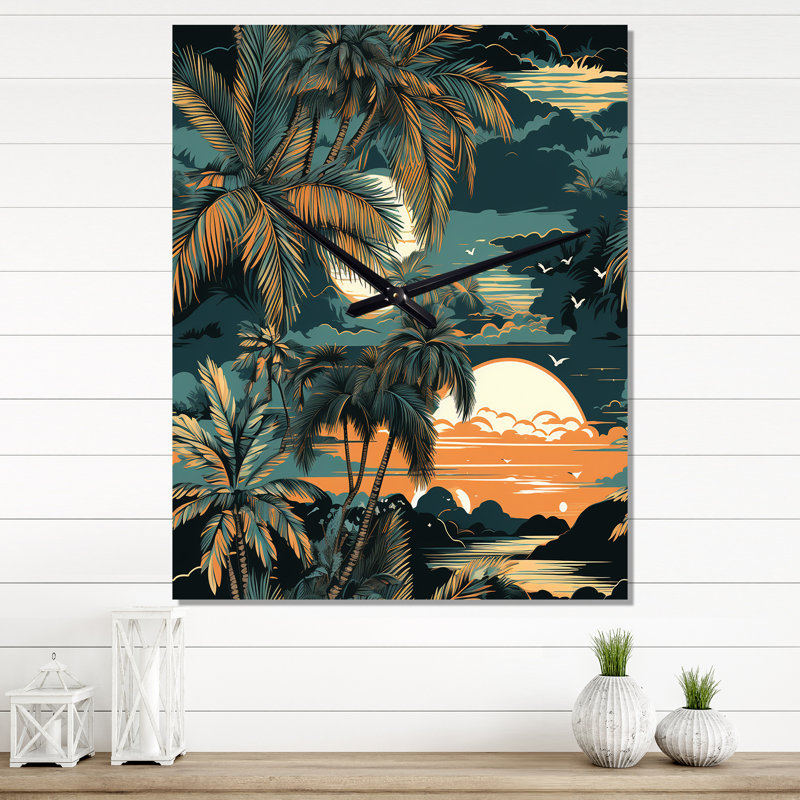 Jamaury - Horloge murale moderne tropicale, H 40 po x l 10 po x P 1 po