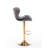 Two Bar Stools In Gray, Footrest & Base, Swivel Height Adjustable Via Mechanical Lifting, Velvet + Golden Leg Decoration 2pcs Stools, Gray Cover, And With Lift, Legs-134235879