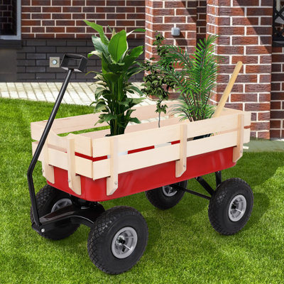 Wood Four Wheels Garden Cart