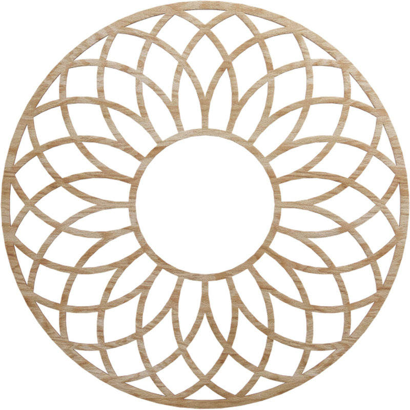 Médaillon de plafond en bois ajouré Cannes, Chêne rouge, H 30 po x l 30 po x P 0,38 po