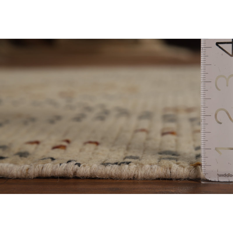 Annaleigha Hand Knotted Cotton Geometric Indoor Rug, Rectangle 5'1" x 8'