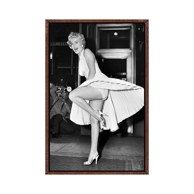 Marilyn Monroe (1926-1962) - Print on Canvas, 66.04 cm H x 45.72 cm W, Classic Brown Wood Framed Canvas