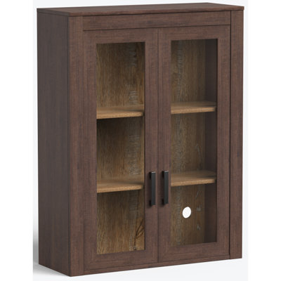 Bibliothèque moderne à 3 colonnes avec portes en verre, espresso Modern Farmhosue