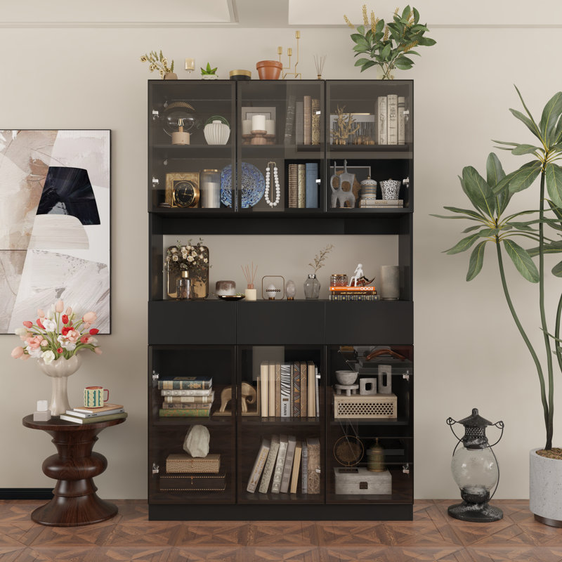 Display Cabinet With Adjustable Lights, Black