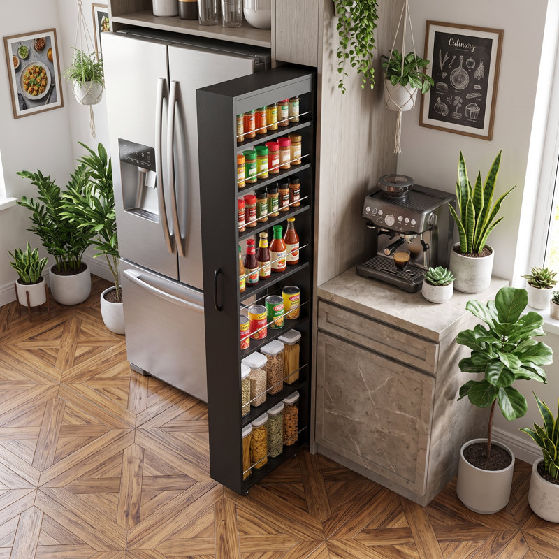 7-tier Slim Rolling Storage Cart – Mobile Pull-out Organizer For Kitchen, Pantry & Narrow Spaces, Black