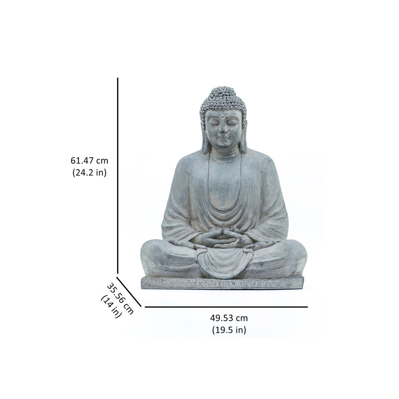 Statue Bouddha méditant, H 24,2 po x l 14 po x P 19,5 po