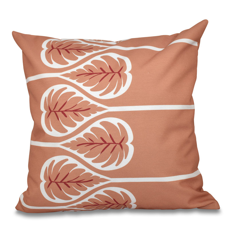 Botanical Blooms Floral Reversible Throw Pillow, 18" H x 18" W, Coral
