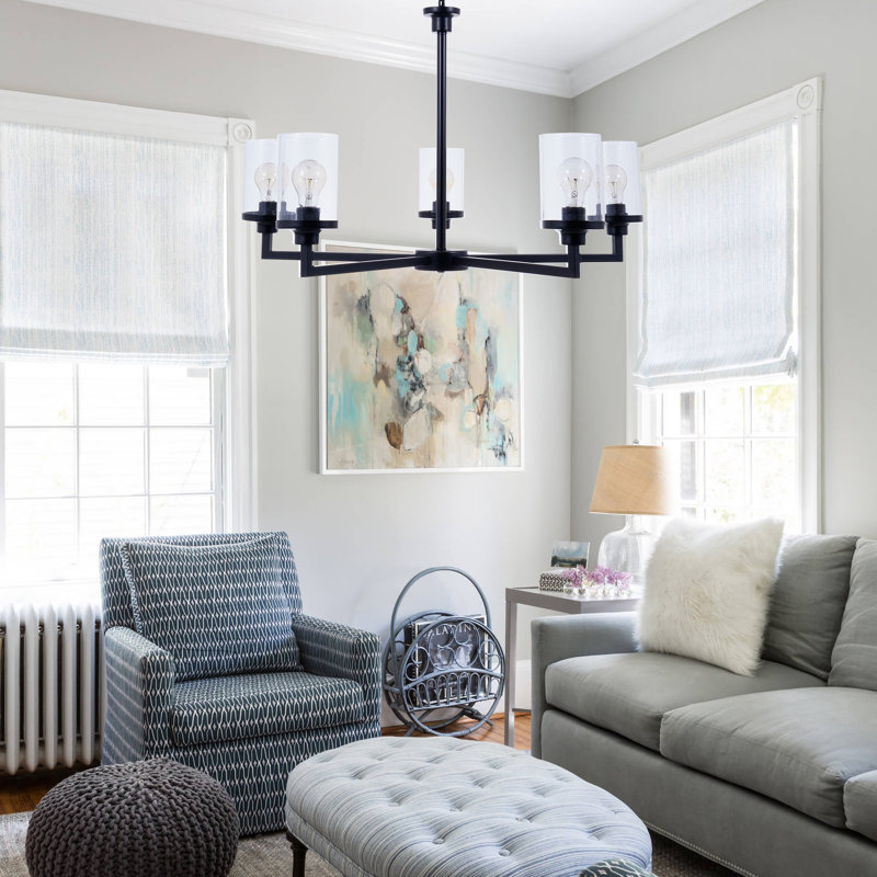 5 - Light Dimmable Wagon Wheel Chandelier