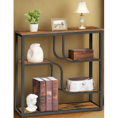 5-Tier Console Table With Storage Shelves, Narrow Sofa Table For Behind Couch, Hallway, Entryway And Living Room, Industrial Rustic Design