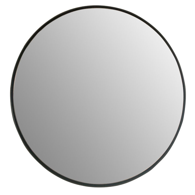 Metal Round Mirror, 23.5" x 23.5", Black