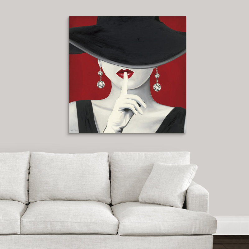 « Haute Chapeau Rouge I » par Marco Fabiano, impression de peinture, H 35 po x l 35 po, Toile tendue, Sans cadre