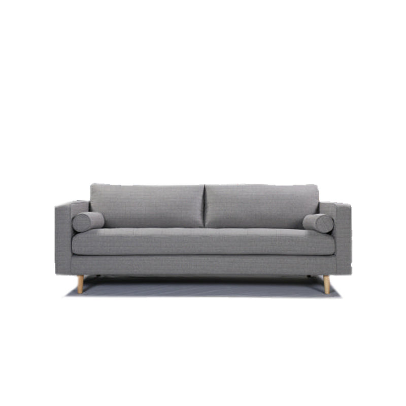 Canapé modulaire en velours à accoudoirs carrés 88 po Geona, Gris, Doré