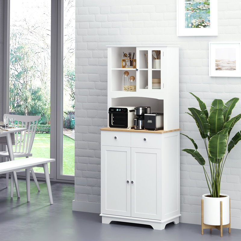 Buffet de cuisine 67 po avec rangement By In White - Suffisamment de rangement pour les ustensiles de cuisine, 2 tiroirs et une armoire réglable