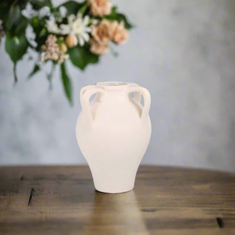 Vase en céramique , Blanc, H 8 po x l 7,25 po x P 7,25 po