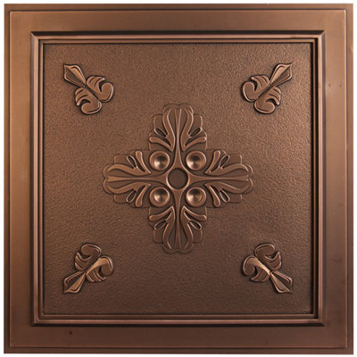 Belfast 23.75 in. L x 23.75 in. W Metallic and Textured Vinyl Drop-In Ceiling Tile and Glue Up Ceiling Tile