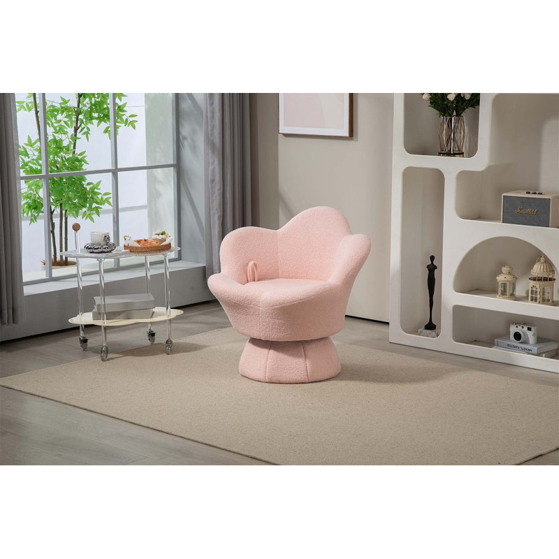 Comfortable Rotating Armchair for Relaxation and Style Enhancement, Pink Linen