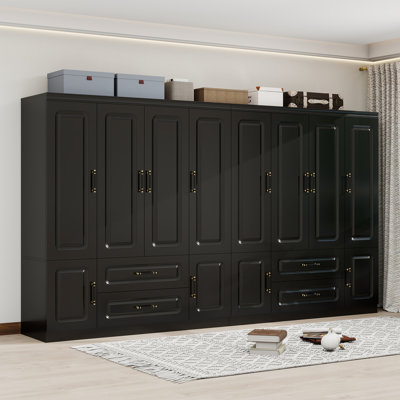 2-Piece Armoire Wardrobe - Bedroom Closet with Shelves, Drawers & Hanging Rod by Latitude Run