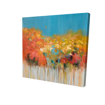Colorful Abstract Flowers Canvas - Grey Background Bedroom Decor