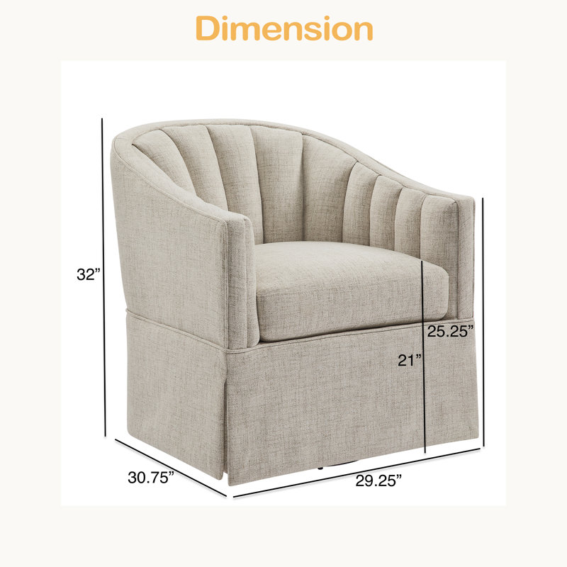 Fauteuil d'appoint pivotant avec jupe Solitude, Ivoire ivoire
