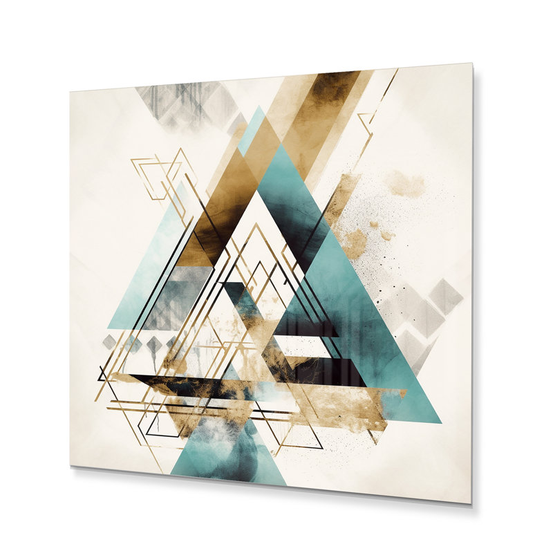«Green Triangle Boho II», art mural géométrique abstrait en métal, H 23 po x l 23 po x P 1 po