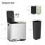 Kitchen Bin, 2×15 L/2×30 L/3×18 L Pedal Bin for Recycling and Waste, Colored Soft-Close Lid, Stainless Steel Bins with Removable Inner Buckets, Includes 15 Trash Bags-131659604-131659607