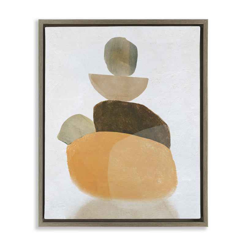 «Stacked Rocks Neutral Tones Floater», art mural sur toile par Carol Robinson, Cadre flottant orme Montalcino
