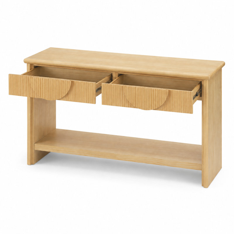 Console à étagère inférieure douce et contemporaine à tiroir arrondi pour couloir de salon et bureau