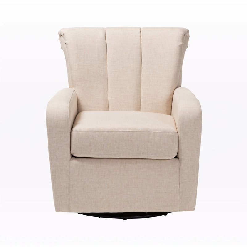 Kaizlee Upholstered Swivel Armchair, Beige Linen Blend