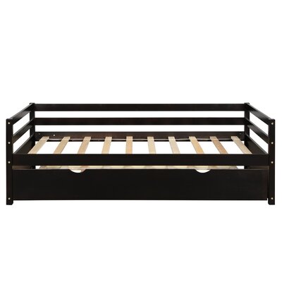 Platform Bed With Trundle, Solid Wood Bed Frame With Headboard, Footboard, Twin Bed For Teens Boys Girls,No Box Spring Needed -  Red Barrel StudioÂ®, 778B5F08186E453C8883043659F2BFBD