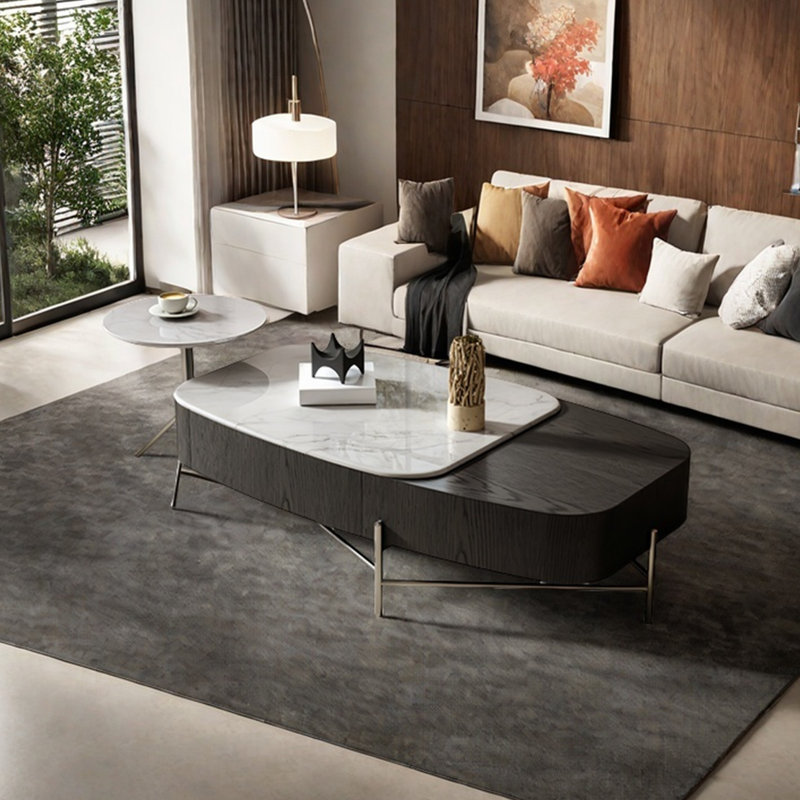 Simple microcrystalline stone coffee table