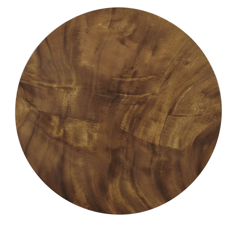Transitional Brown Parota Wood Round Spot Table